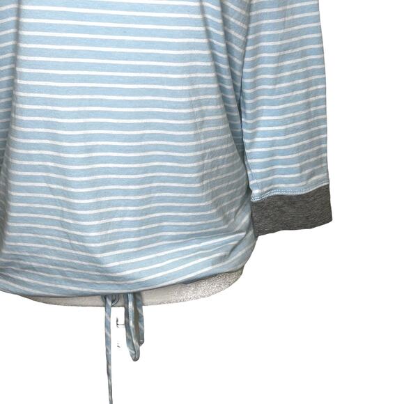 Karen Neuburger Live Love Lounge Blue White Tie Waist 3/4 Sleeve Top - Picture 6 of 9